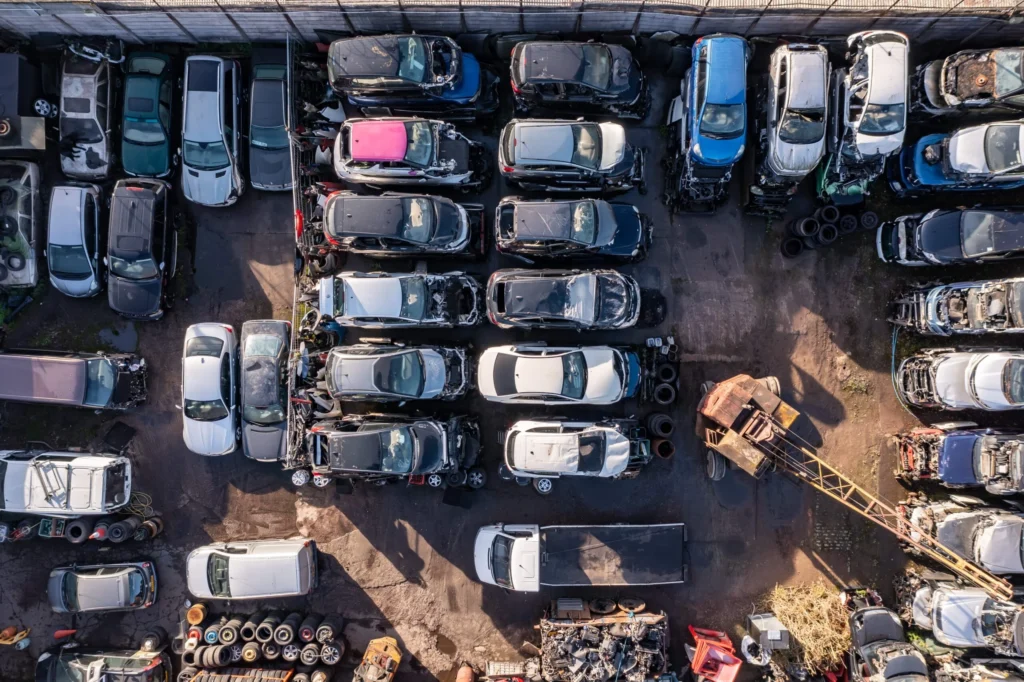 Aerial View of recycling cash for cars at Autoscrappers
